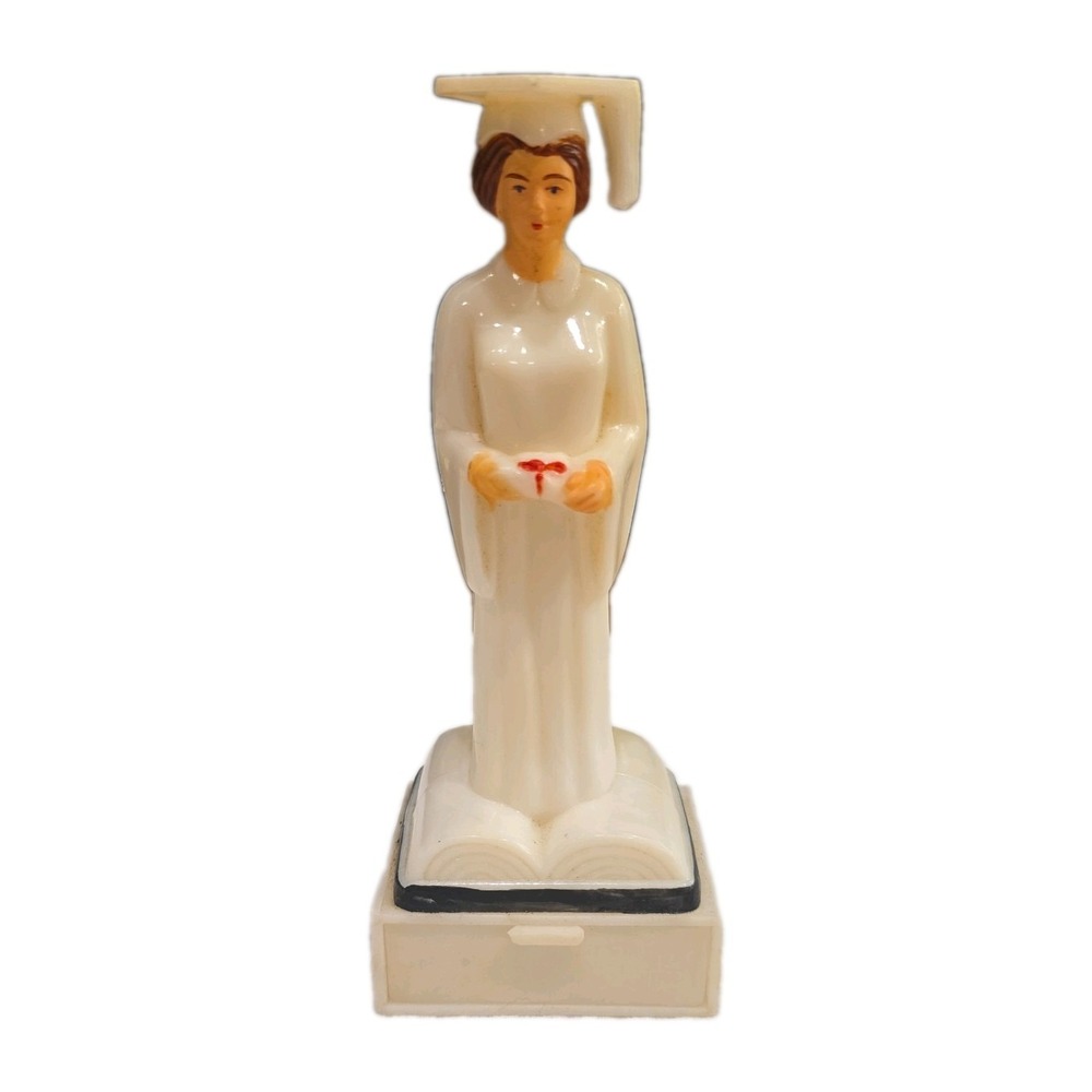 Vintage Graduation Cake Topper Lady Graduate 1950s Plastic